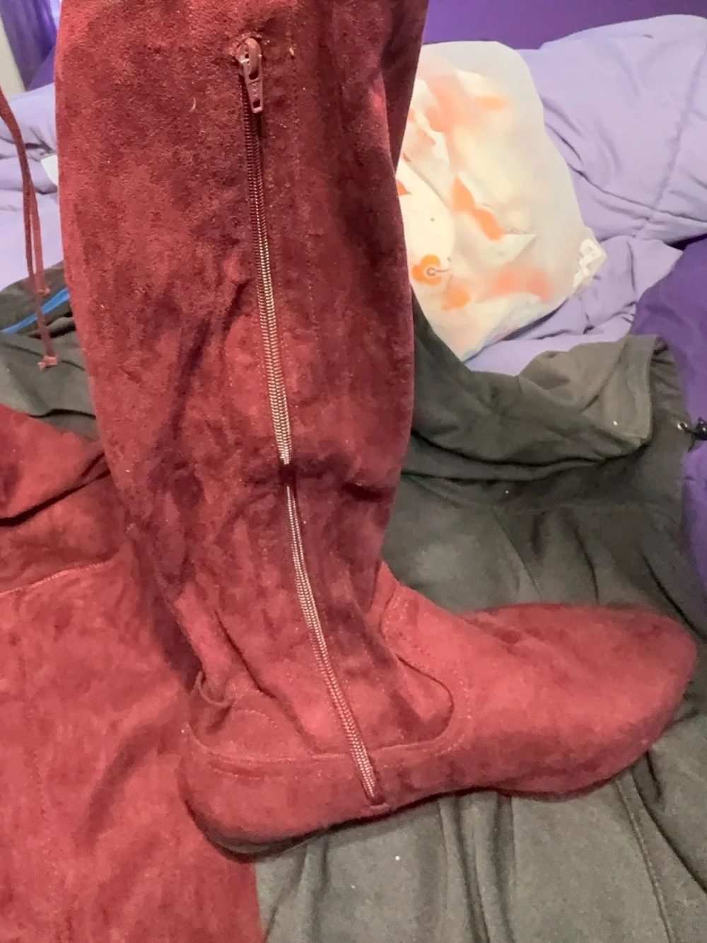 comfortview Burgundy thigh high Suede Boots